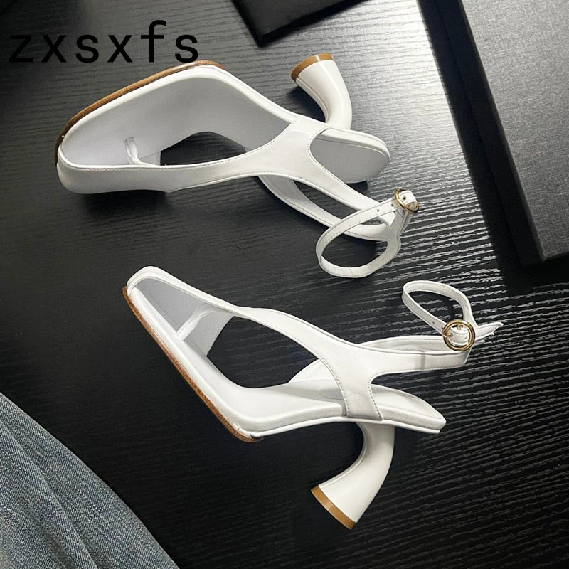 Summer White Leather Women Sandals Ankle Strap Strange High Heel Party Shoes For Women Designer Brand Sandalias Mujer Women