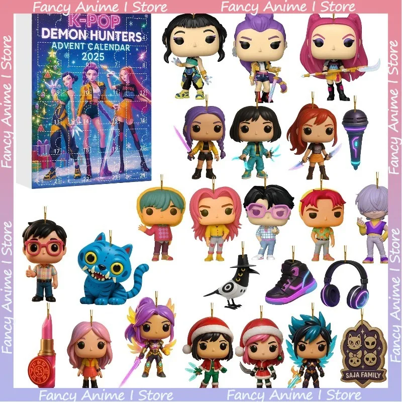 In Stock Hot New Christmas K-pop Demon Hunters Advent Calendar 24pcs PVC Advent Holiday Calendar Surprise Blind Boxes Gifts Toys