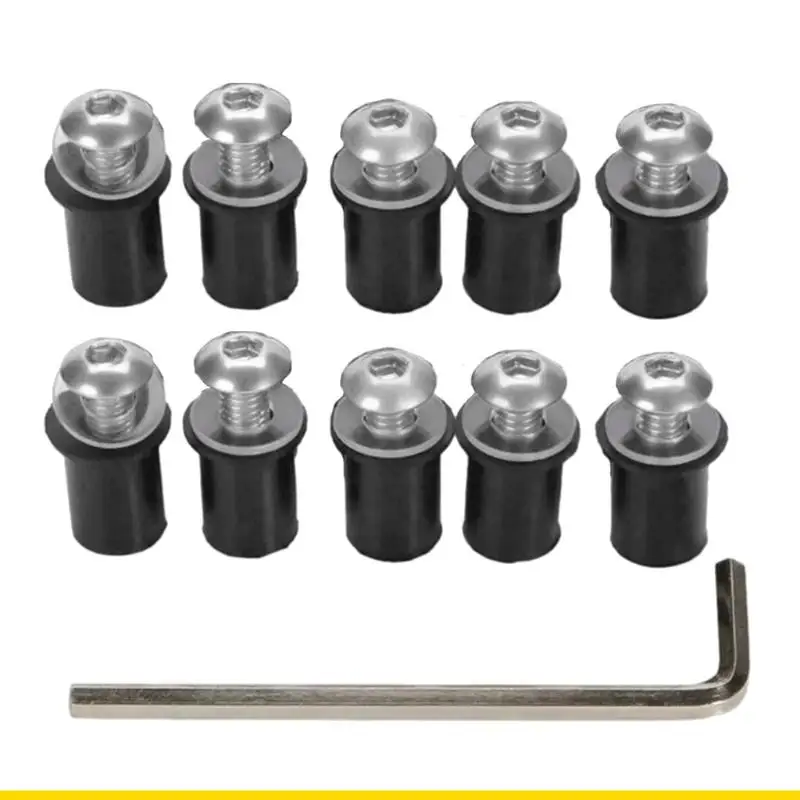 SZCH 10 Buah Baut Sekrup Kaca Depan Sepeda Motor M5x16mm Mur Pengencang Aluminium Kaca Depan Universal Aksesori Sepeda Motor