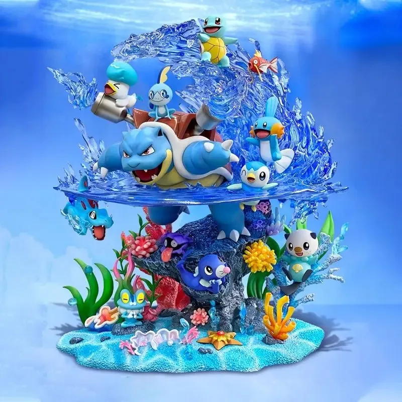 

33cm Pokemon Anime Figure Peripherals Water System Squirtle Family Portrait Figure Model Decoration Ornament Birthday Gift Toys
