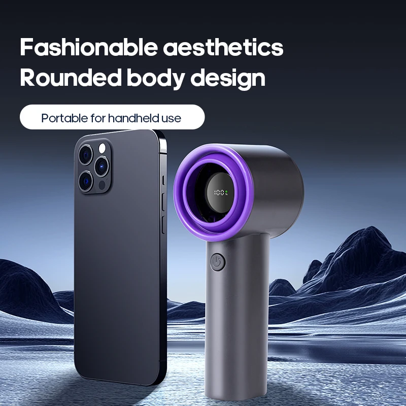 Kinscoter مروحة توربو صغيرة محمولة للاستخدام الخارجي 3000 مللي أمبير في الساعة USB قابلة لإعادة الشحن 100 ترس مروحة رقبة محمولة يمكن ارتداؤها مع شاشة عرض LED