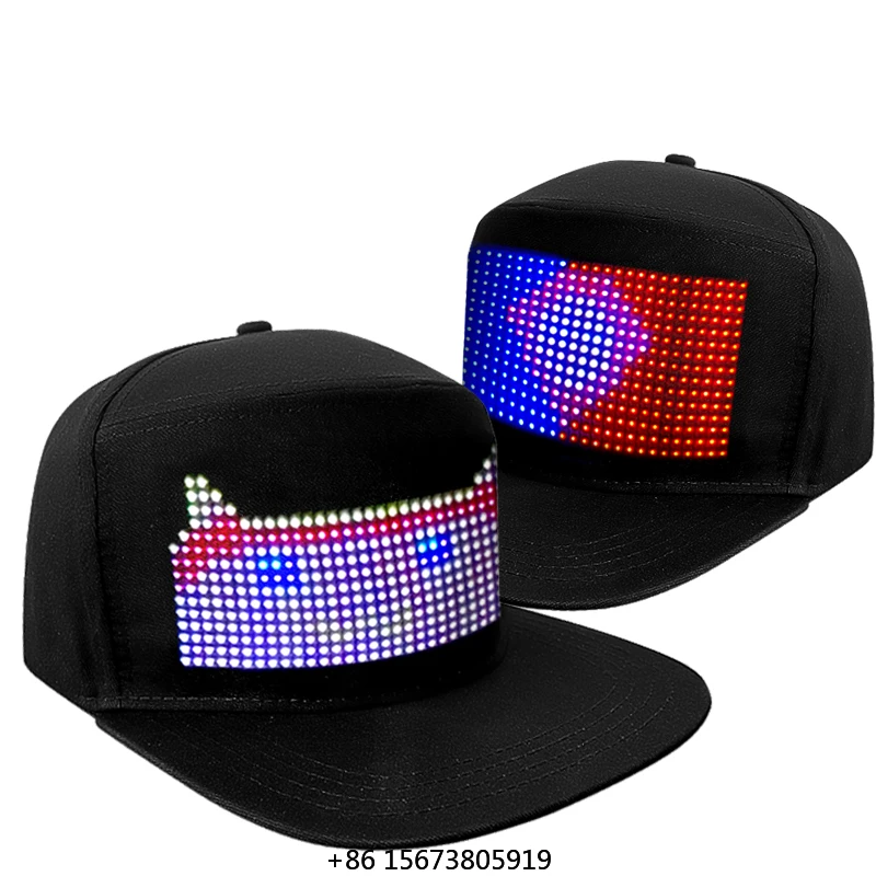 

Светодиодные праздничные шапки для вечеринок с мигающими настраиваемыми надписями, многоязычные светящиеся рекламные шапки с дисплеем для сообщений