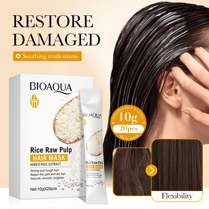 

BIOAOUA Rice Raw Mask Растительный шампунь улучшает вьющиесясть и мягкость