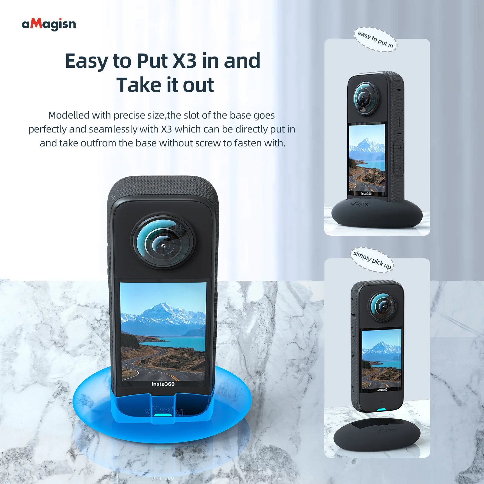 Amagin-Base de soporte de silicona para Cámara de Acción Insta360 X3, protección de escritorio, Base vertical