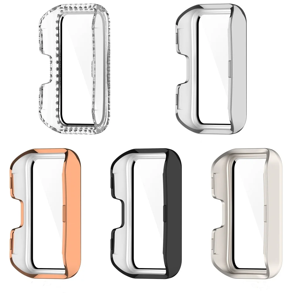 Case Cover and Tempered Glass Screen Protector For Huawei Band 10 10NFC 9 9 NFC 8 8NFC Frame High Quality PC Single row diamond 
