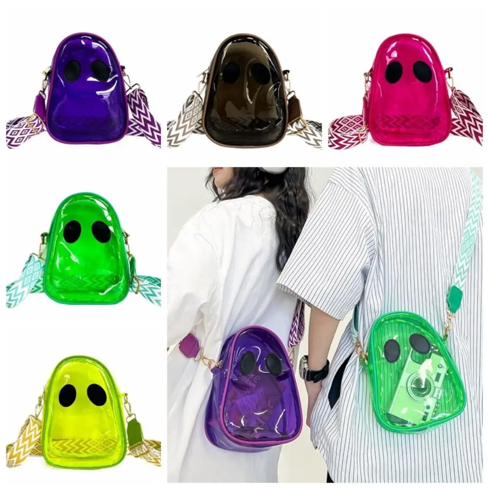 

Fashion PVC Ghost Shoulder Bag Candy Color Coin Purse Halloween Crossbody Bag Korean Style Transparent Mobile Phone Bag Outdoor