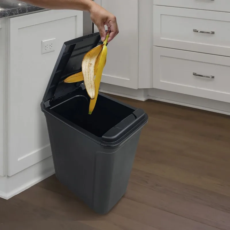 

NEW (2 pack) 7.6 Gallon Kitchen Trashcan, Plastic Touch Top Lid Trashcan, Black, Size: 14.17" L x 10.62" W x 16.92" H