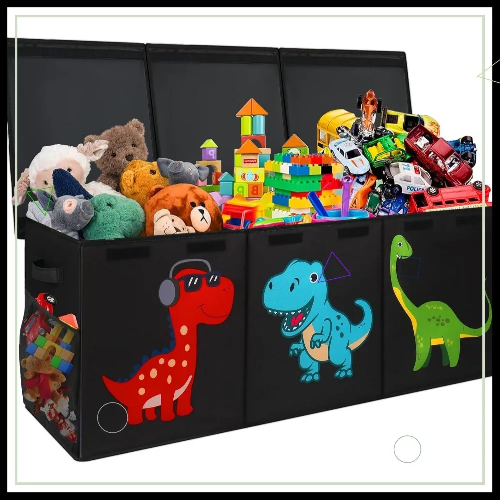 

Большой ящик для хранения игрушек-динозавров, складной органайзер с крышками для детской комнаты, 40x16x16 дюймов