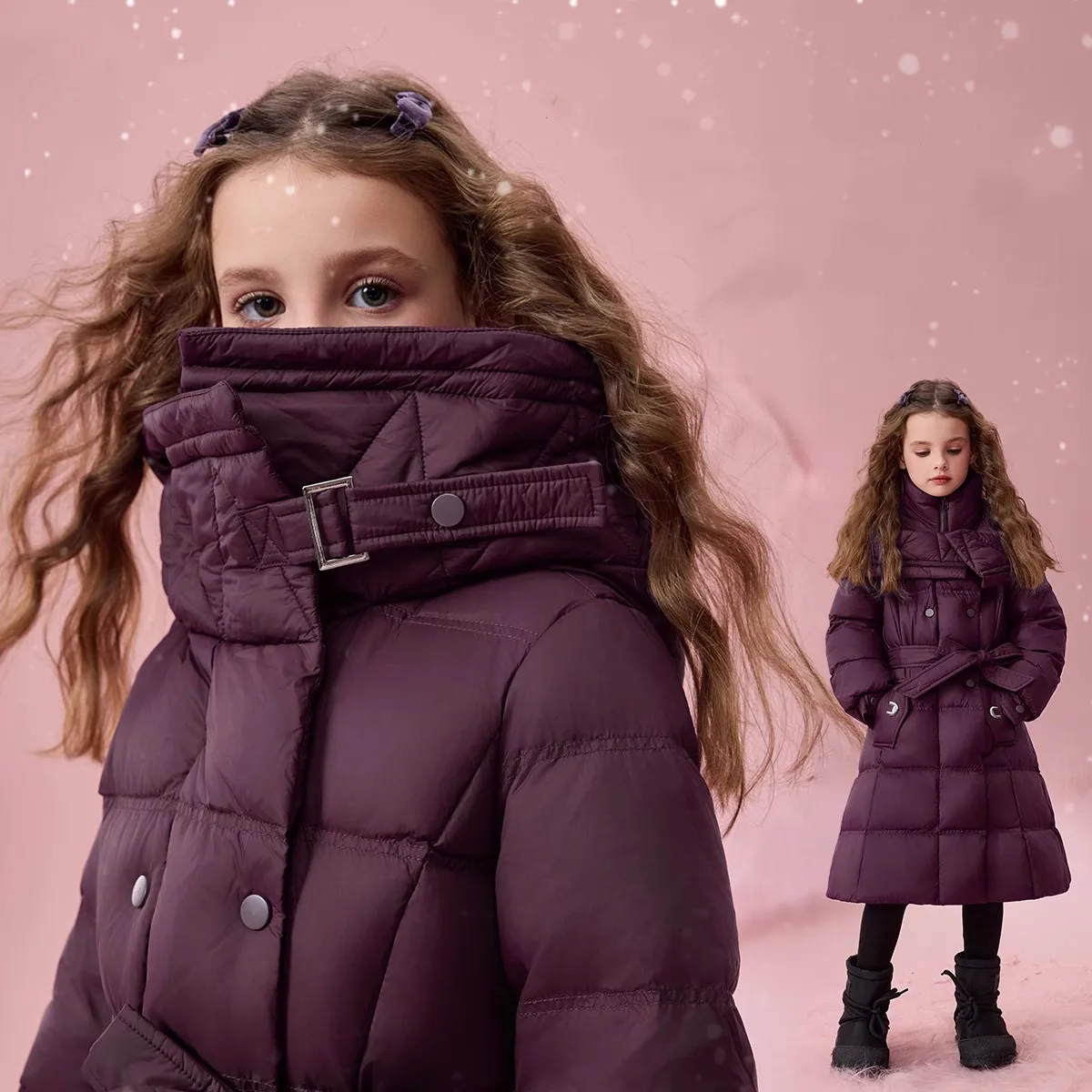 

Winter Warm Girls Cotton Long Waist-Slimming Hooded Zip Puff Jackets School Kids Thick Coats Children Outfit Windbreaker 5-16 Yr