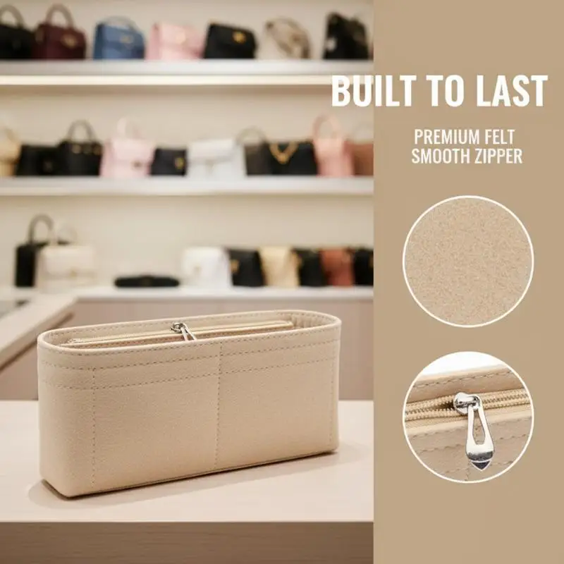 1PC Felt Insert Bag Organizer for Women's Handbags Cosmetic Bags Makeup Liner Perfect Fit for Brand Cosmetic Pouch