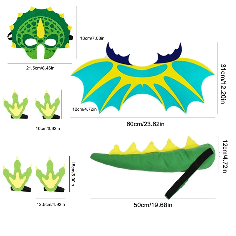 Kreative Dinosaurier Kostüm Requisiten Dragon-Tail Dino Maske Halloween Dress Up Prop