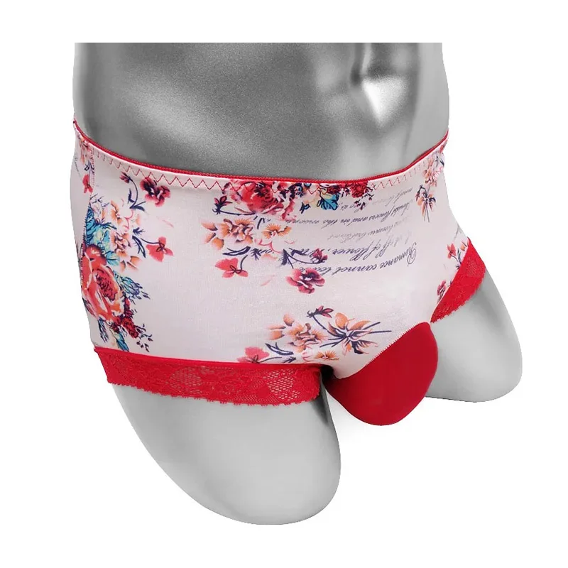 

Floral Printed Sissy Pouch Panties For Mens Cotton Boxers Shorts Underwear Erotic Lace Sexy Lingerie Gay Male Underpants