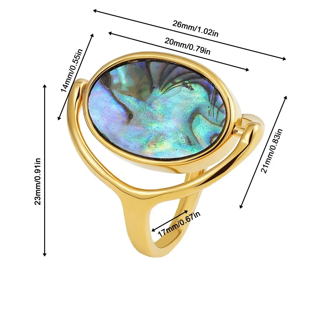 Dubbelzijdige omklapbare ringen roestvrij staal charme geometrische ovale ringen accessoires vinger sieraden draaibare opaal ringen vrouwen