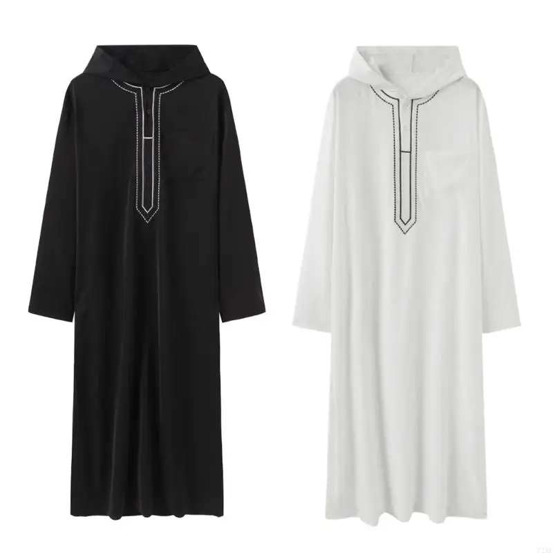 

72XE Men Islamic Thobe Garment Unqiue Cut Acetate Fiber Robe Wrinkles Resistant Portable Design For Travel Religious Event
