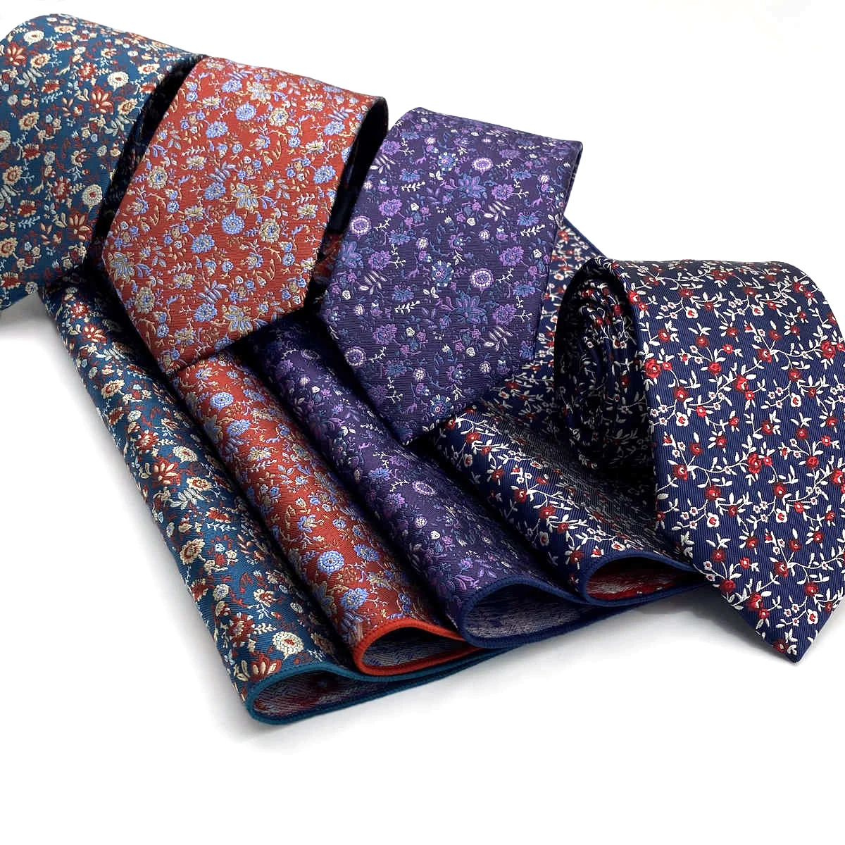 

Floral Mens Neckties Pocket Square Set Classic Business Wedding Acceossories Fashion