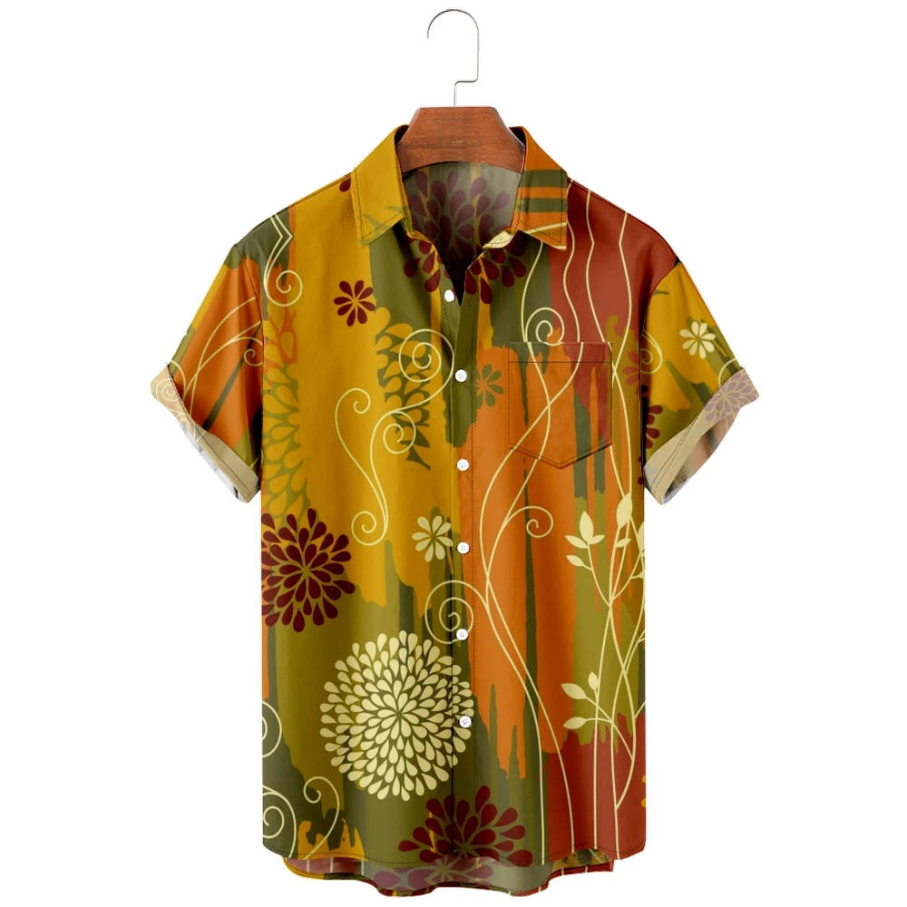 

2022 chrysanthemum Tree Shirts For Men 3d Printed Men's Hawaiian Shirt Beach 5xl Short Sleeve Fashion Tops Tee Shirt Men Blouse