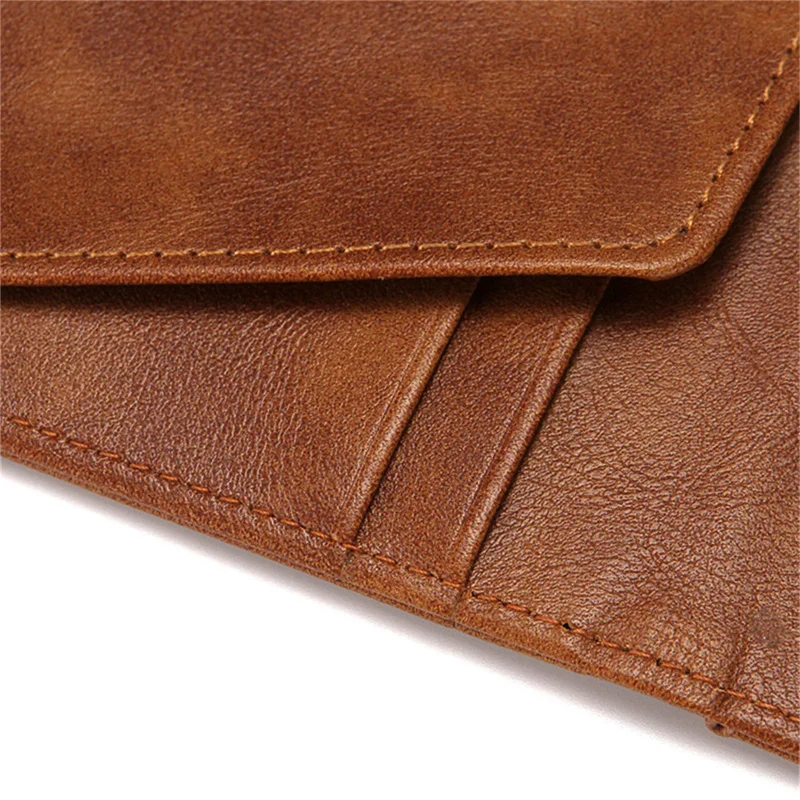 Multi functional Thin Metal Clamp Wallet Card Holder Fashion Men PU Leather Bifold Money Clips