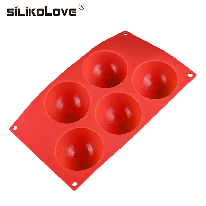 SILIKOLOVE Large 5-Cavity Semi Sphere Silicone Baking Mold for Chocolate Bomb Cake Jelly Dome Mousse DIY Kitchen Accessories