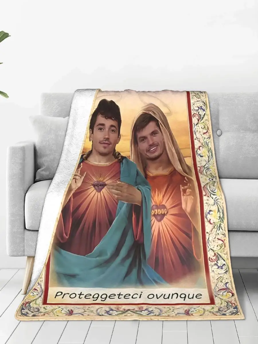 بطانيات Max Verstappen Charles Leclerc بطانيات ناعمة ودافئة ومبتكرة من القطيفة لديكور المنزل المريح ومسكن الطلاب من الفلانيل Bedspr #2