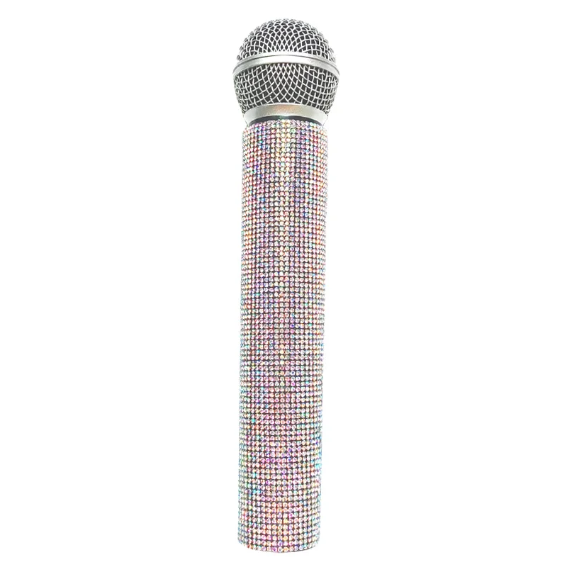 Rhinestone Simulation Microphone Props Colorful Plastic Fake Micriphone Decoration Ornaments For Home Bar Party Favors Photograp