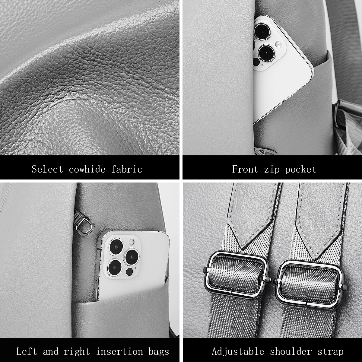 FOXER حقيبة ظهر نسائية من الجلد الطبيعي 2025 حقيبة جديدة بمقبض علوي حقيبة كتف للتنقل حقيبة ظهر للسيدات سعة كبيرة حقيبة مدرسية للبنات #5