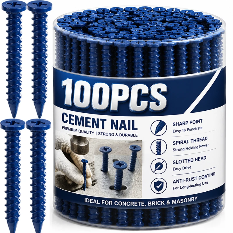 Blue Concrete Screws Flat Head Concrete Screw Anchor Phillips Countersunk Masonry Screws Heavy Duty Screw for Brick Block Cement