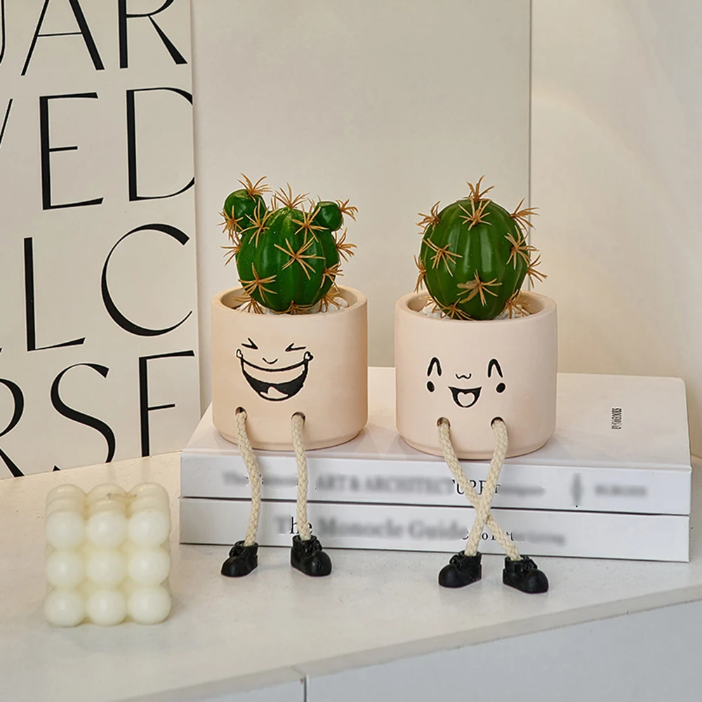 Cute Creative Hanging Foot Doll Small Potted Plants Simulation Succulent Green Plant Ornaments Desktop Decorations Furnishings