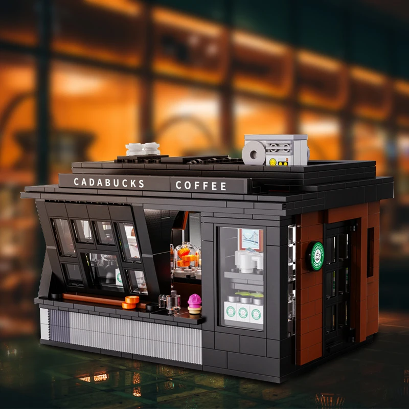 768 ELEMENTÓW Kreatywne Modułowe Budynki Uliczne LED Kawiarnia Sklep Model Klocki DIY Zabawki dla Dzieci Zestaw Prezentowy na Urodziny