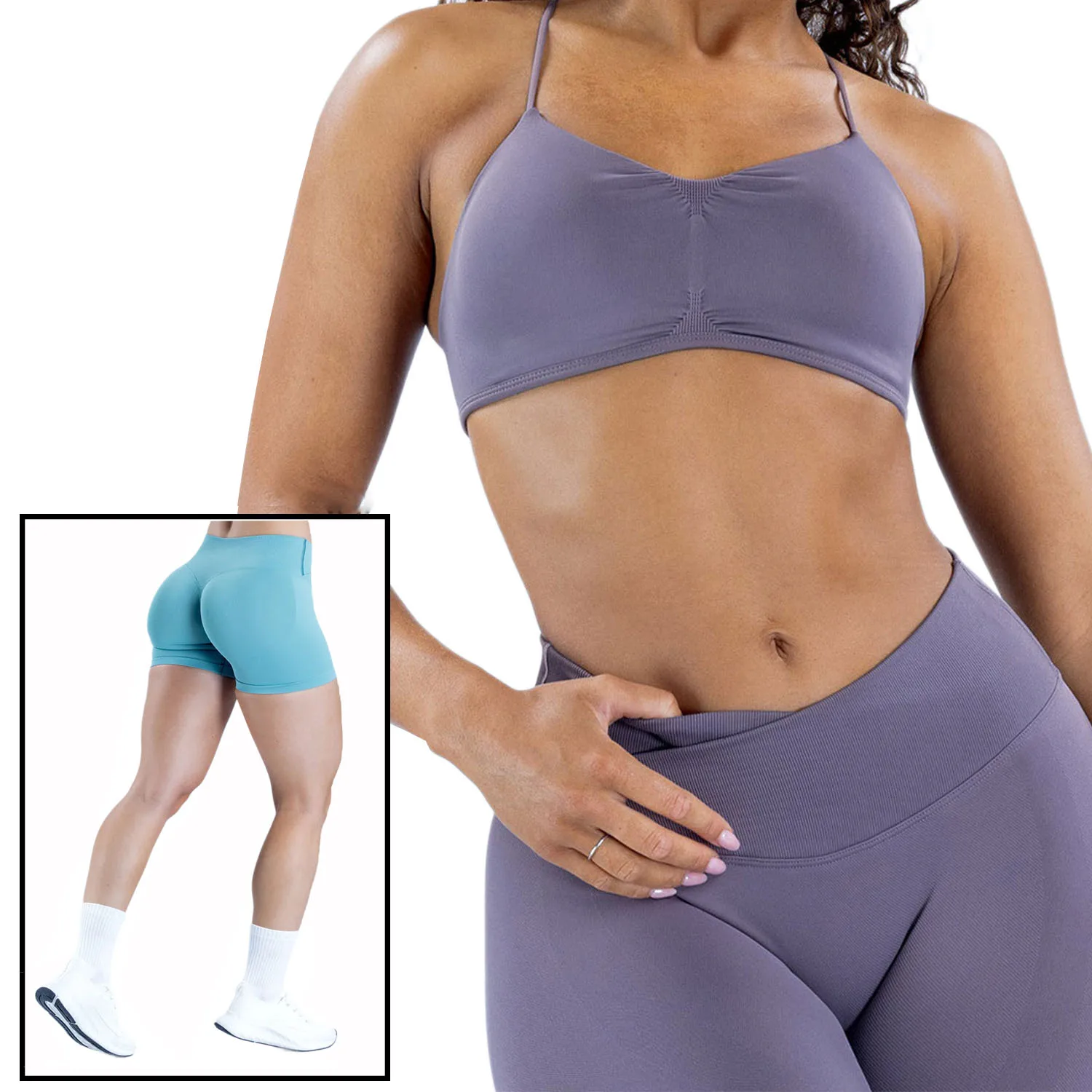 

Бесшовные женские шорты для йоги с перекрестной талией - спортивный бюстгальтер с рюшами + спортивные штаны с высокой талией для пилатеса/леггинсы для бега и фитнеса