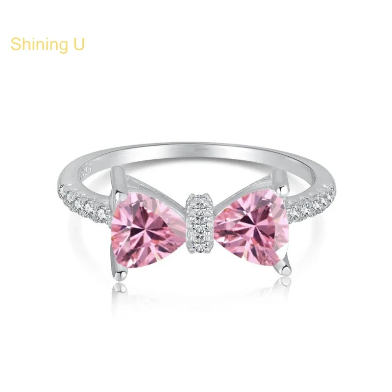 

Shining U S925 Silver Bowknot Full Gems Ring for Women Fine Jewelry Birthday Gift