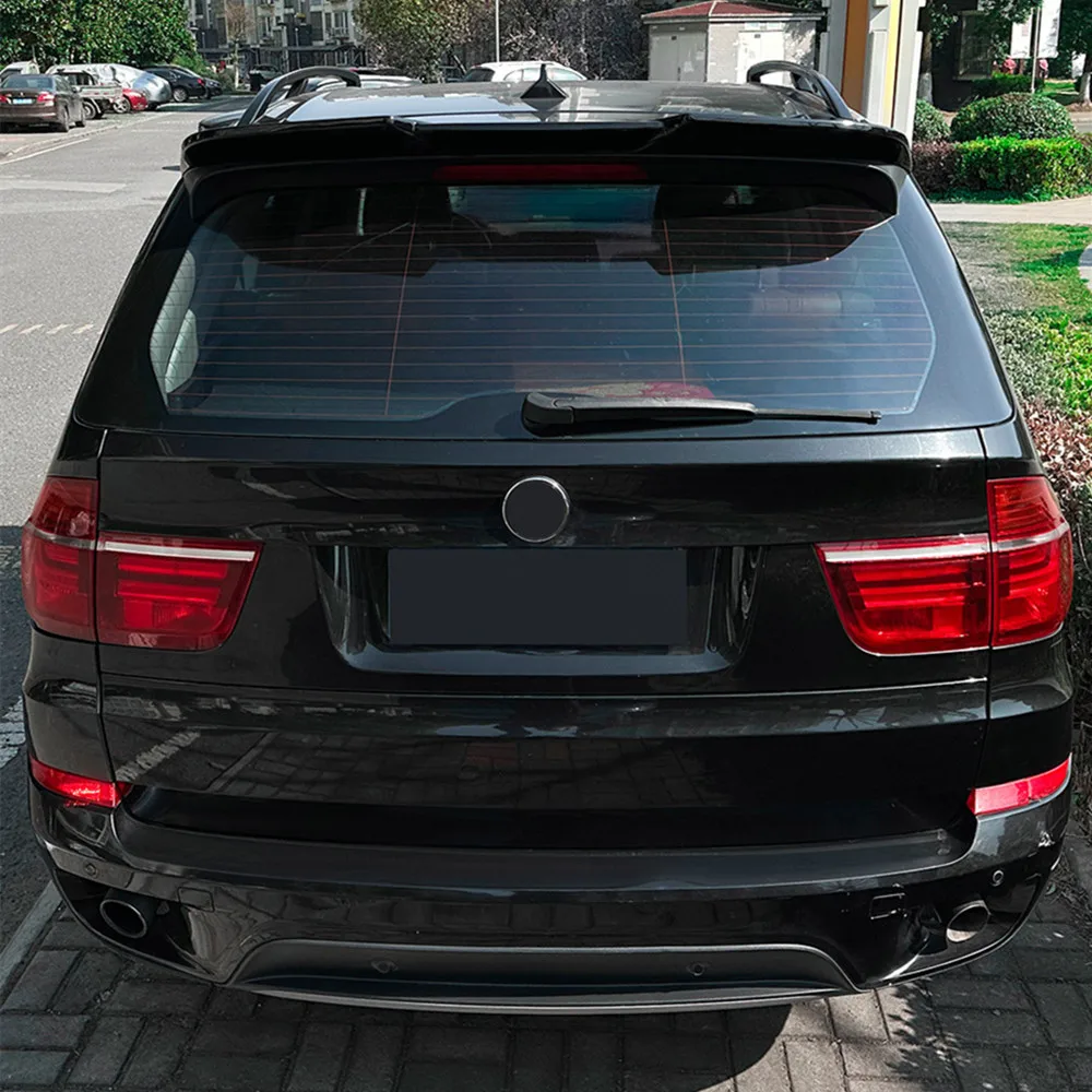 For BMW X5 E70 2006 07 08 09 10 11 12 13 Rear Trunk Lid Roof Spoiler Wings Car ABS Plastic Black Carbon Exterior Accessories