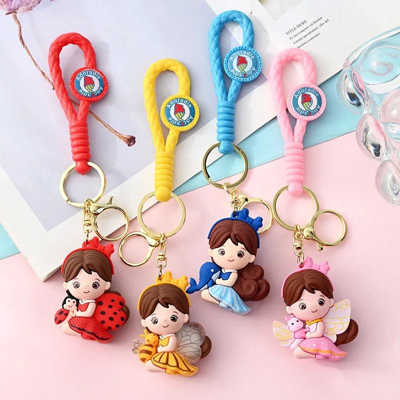 

New Cartoon Adorable Butterfly and Bee lKeychain Pendant Soft Rubber Doll Small Gifts