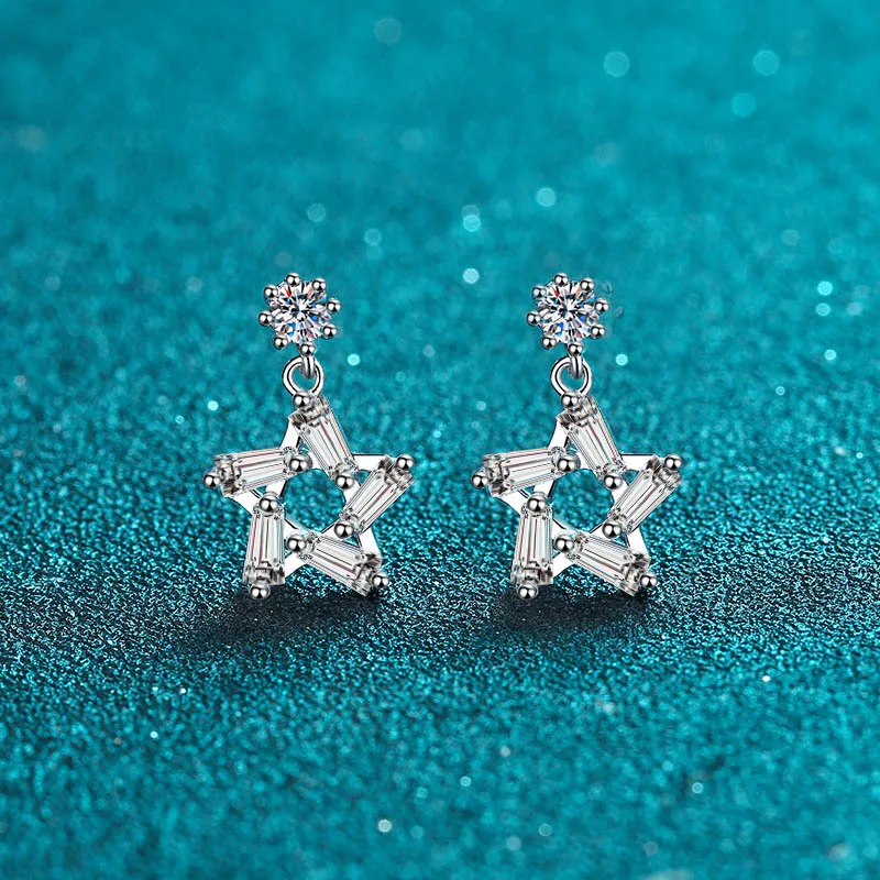 

0.2ct 925 Silver Minimalist Ins Style Moissanite Dangle Earrings For Women Gra Certified Versatile All Purpose Jewelry Gift Box