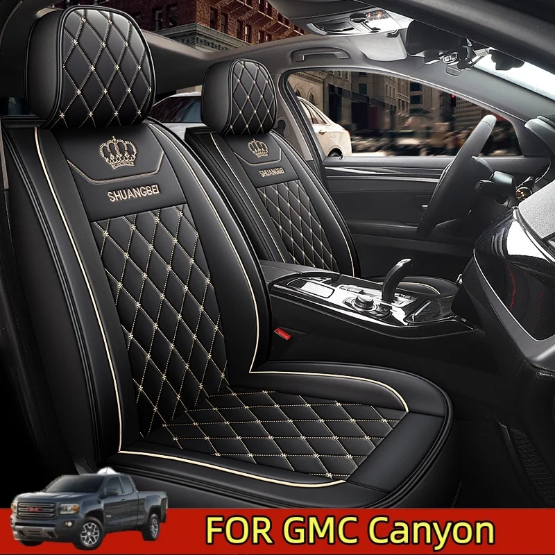 

FOR GMC Canyon Car seat cover high-end PU leather crown embroidery waterproof and wear-resistant full wrap seat cover