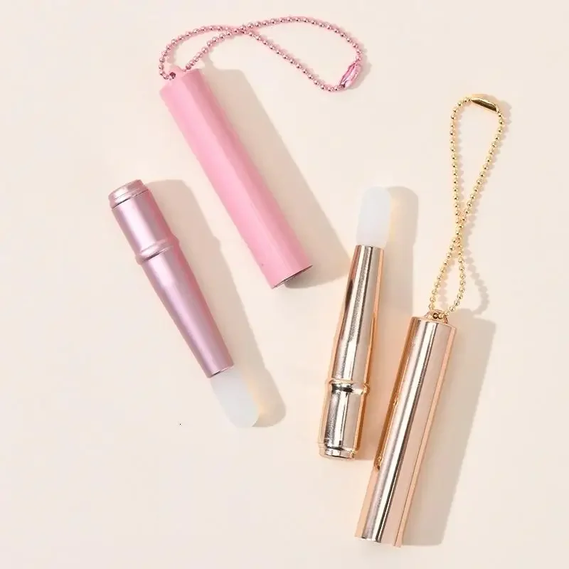 Mini cepillo de labios de silicona, cepillo corrector con cadena de cubierta, aplicador de máscara de labios, cepillo de brillo de labios, cepillo de lápiz labial, herramienta de maquillaje de belleza