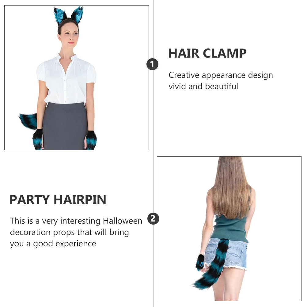 Vestido de raposa terno animal orelha barrette orelhas de gato acessórios traje cosplay luvas festa hairband baile criança