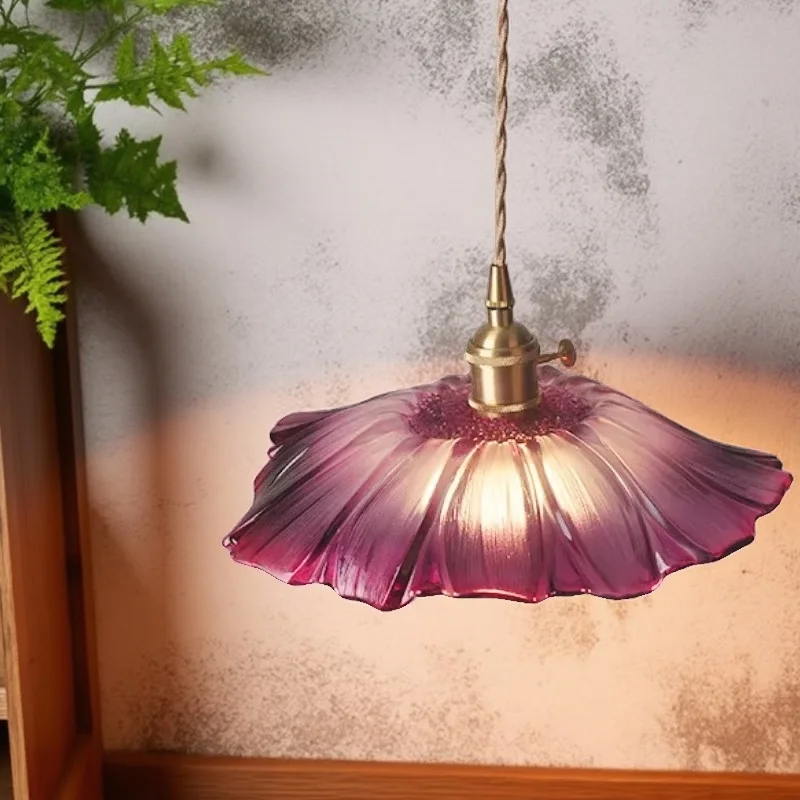 

Clear Glass LED Hanging Lights Fixtures Kitchen Stairway Bedroom Copper Modern Pendant Lamp Knob Switch Hanglamp