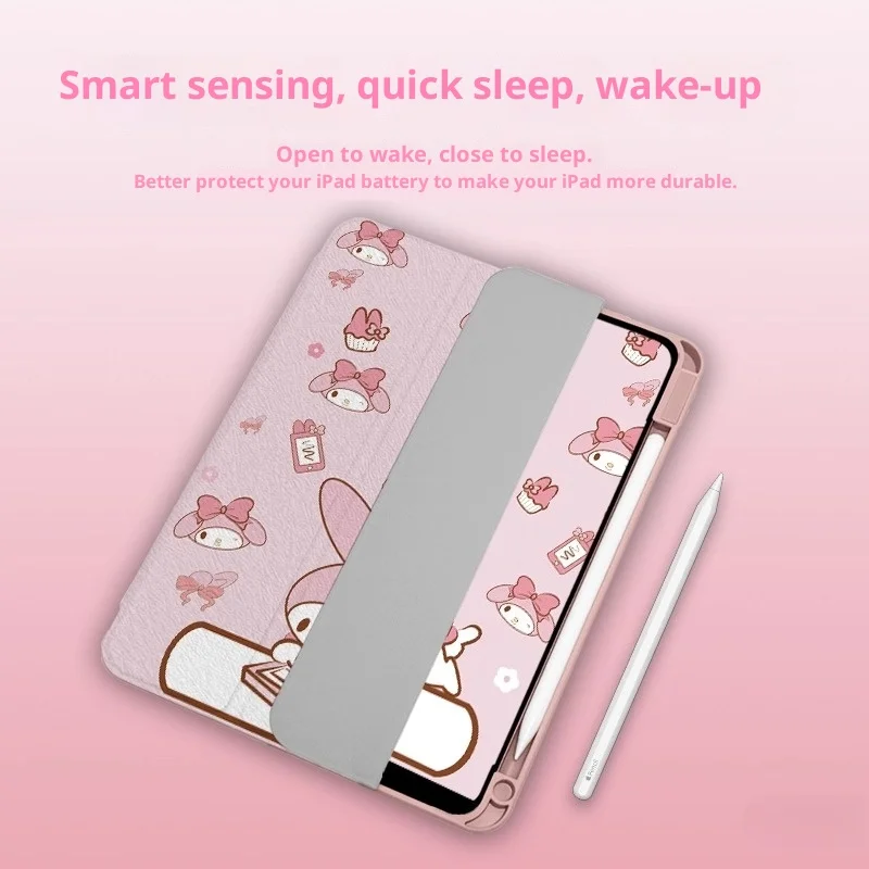 MINISO マイメロディ iPadケース iPad Air3 4 5 M2 M3 10.9インチ Pro 4 5 6 12.9インチ M4 保護ケース iPad 9/10/11 A16 11インチ タブレットカバー
