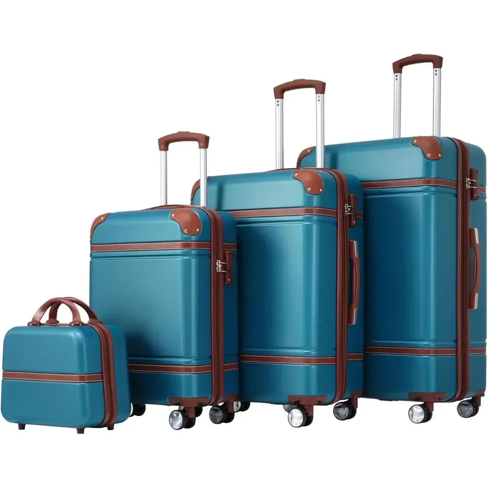

4-Piece Spinner Luggage Set with TSA Lock: 20, 24, 28 Cases and Cosmetic Case, Blue