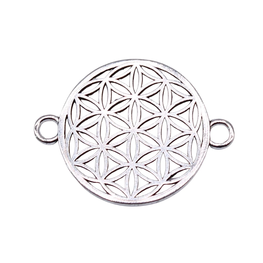 WYSIWYG 10pcs Charms 26x20mm Flower Of Life Connector Charms For Jewelry Making DIY Jewelry Findings Antique Silver Color