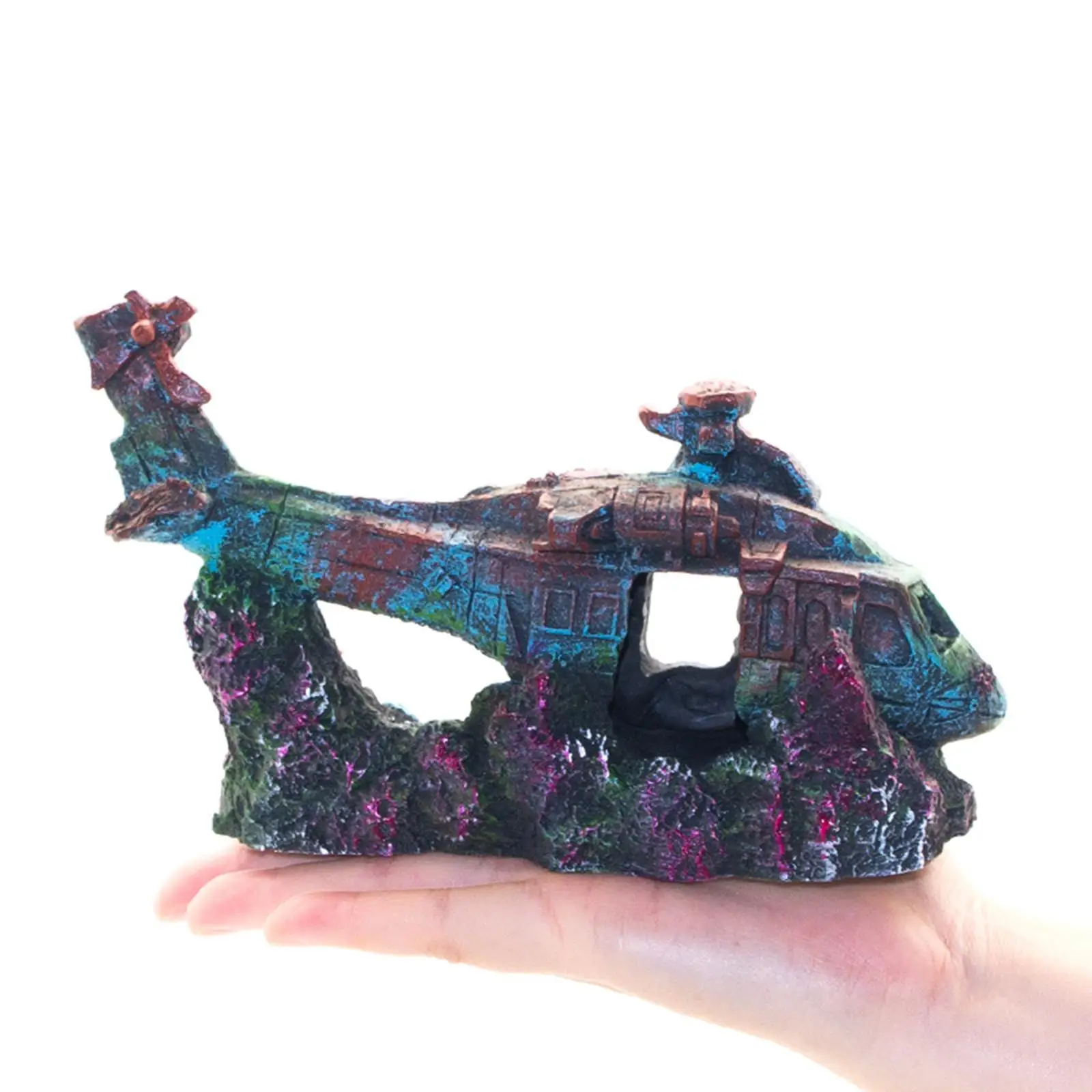 Resin Plane Wreck Aquarium Ornament Fish Tank Decor Aquarium Shipwreck Decorations Plane Cave Decor Hideout Cave Crafts Habitat