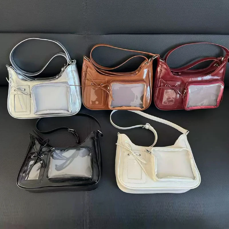 أطفال Y2k Harajuku حقيبة كتف المرأة الكورية شفافة Ita حقيبة مدرسة حقيبة كروسبودي أنيمي Preppy حقيبة يد محفظة اللعب #6