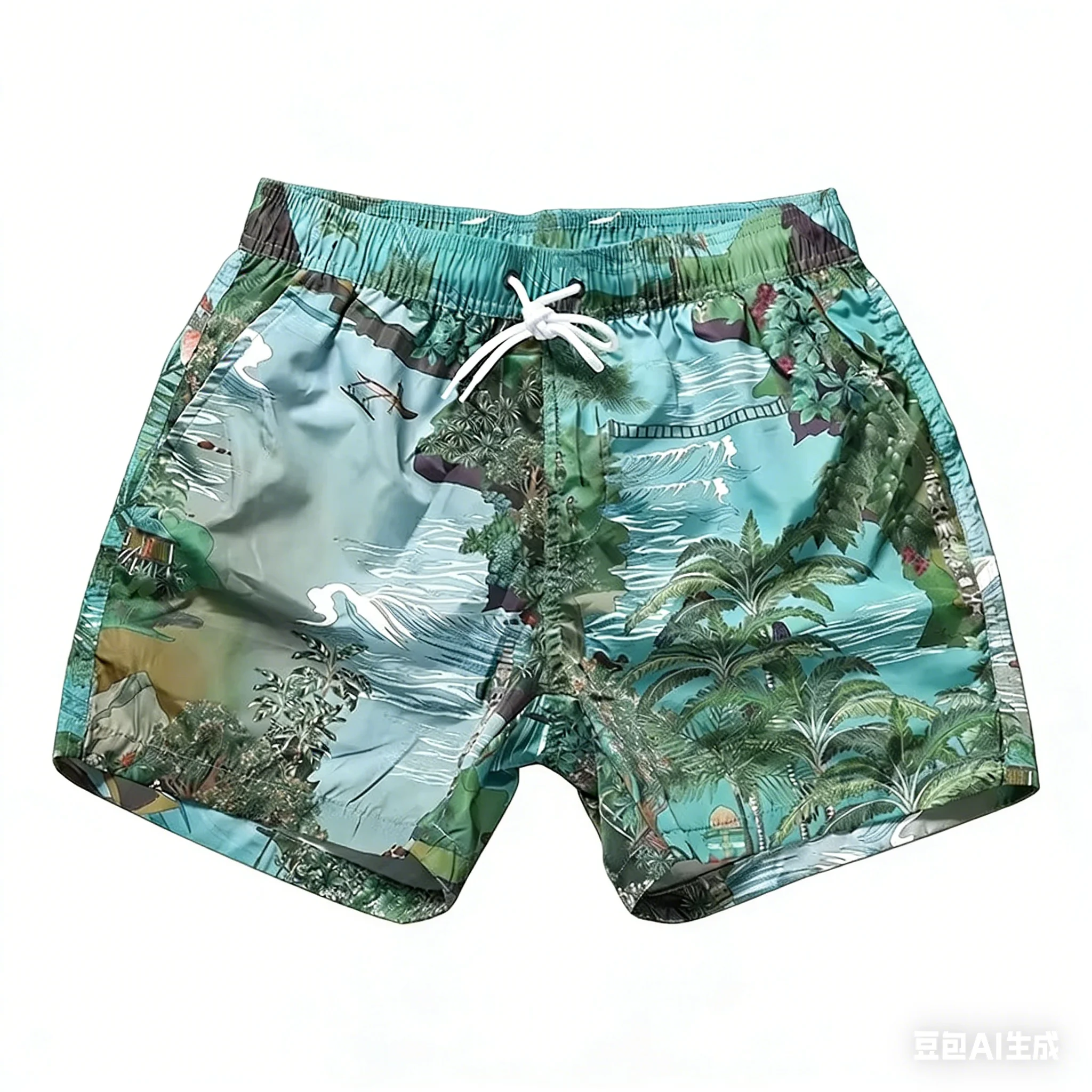 

Summer Beach Shorts for Men Seaside Scene Printed Quick-Dry Drawstring Waist Swimming Trunks Lightweight Shorts Beach Vacation