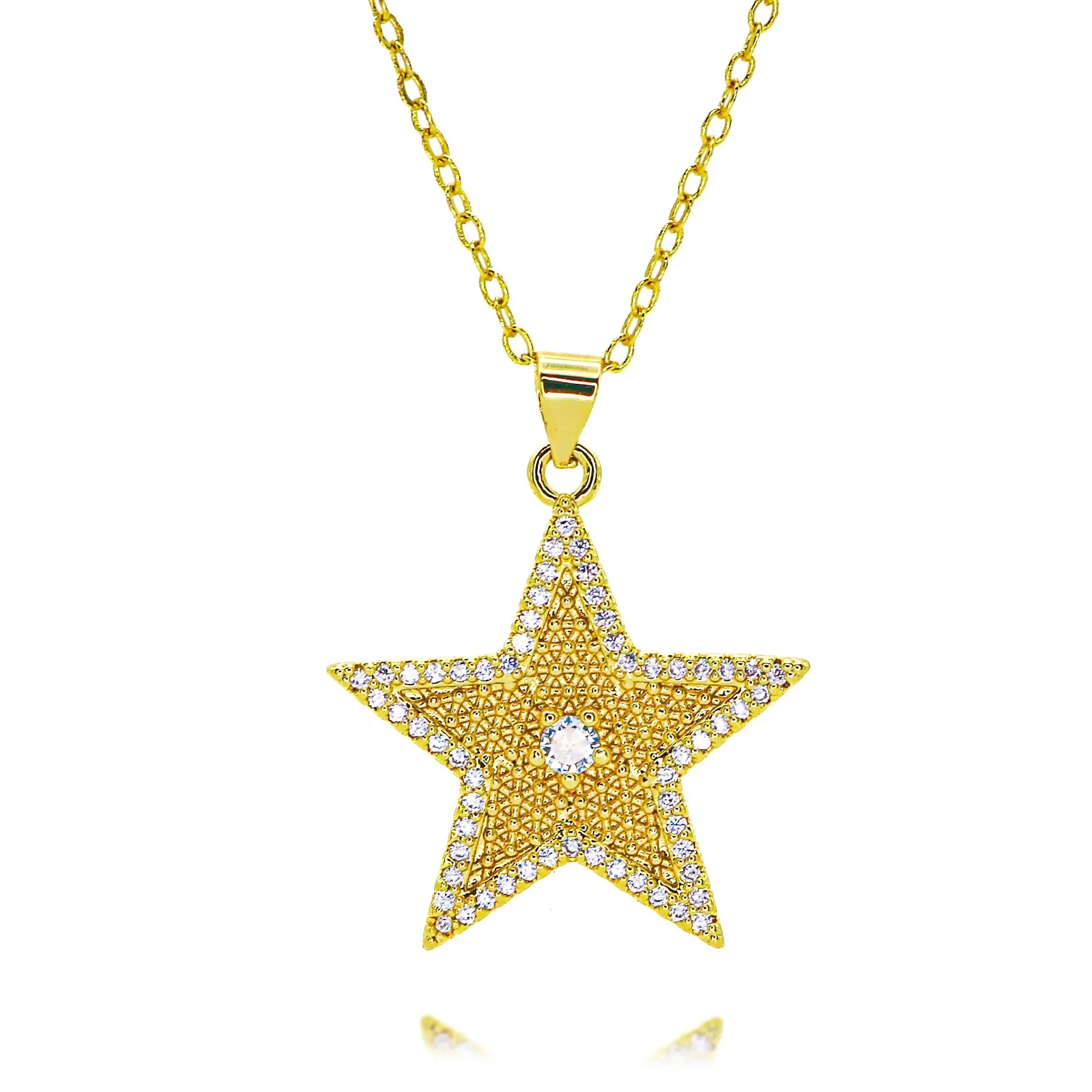 Gold Plated Honeycomb Star Charms for Necklace DIY Jewelry Making Zirconia Paved Bling Lucky Celestial Pendant Jewelry Gifts