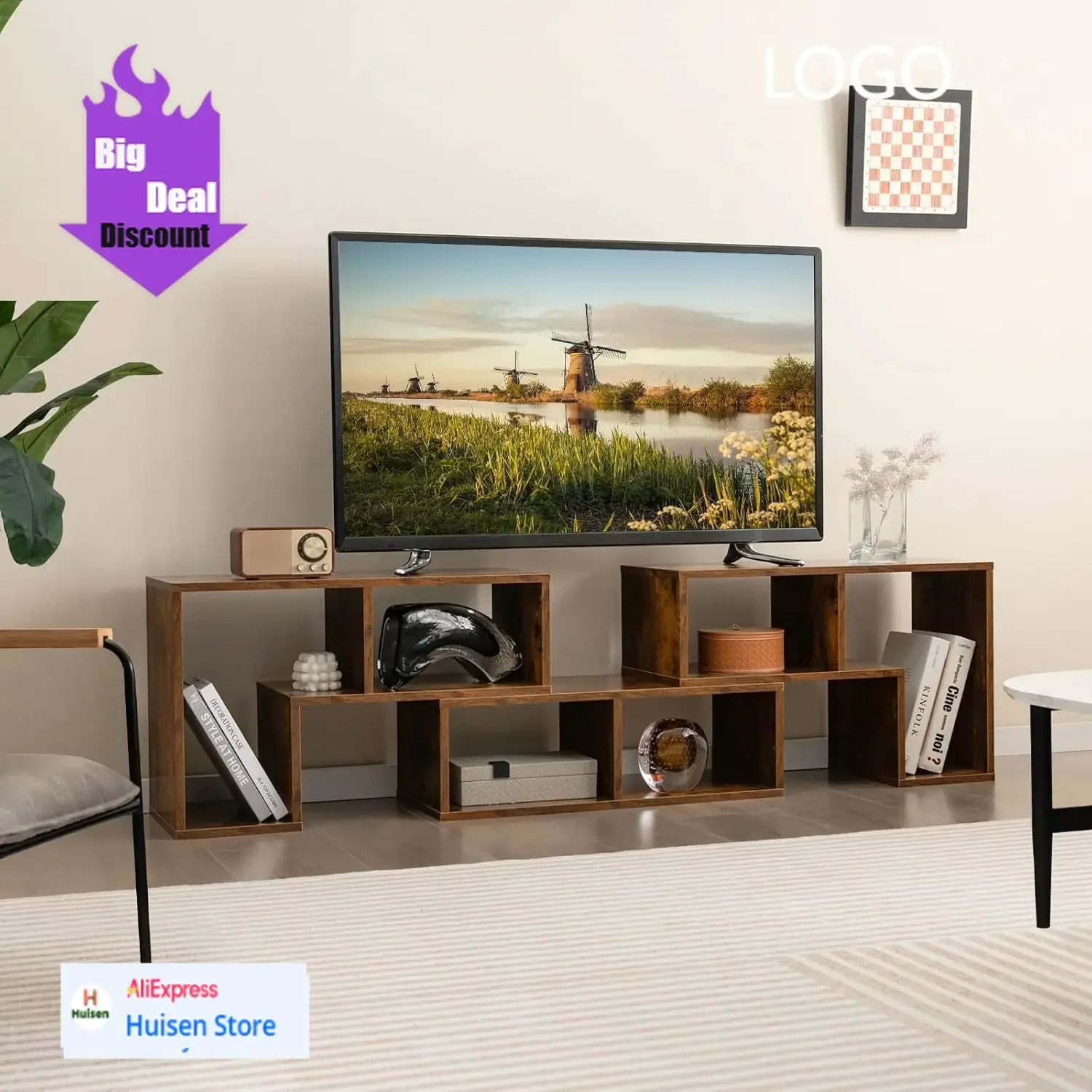 Exquisite 3 Pieces Console TV Stand, Free-Combination Entertainment Center For 50 55 60 65 Inch TV, Minimalist Modern Media Stan