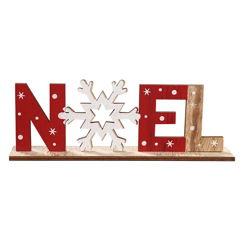 

2Pcs Wooden Letter Decor Christmas Noel Snowflake Wood Sign Tabletop Decoration for Holiday Home Xmas Party Plaque