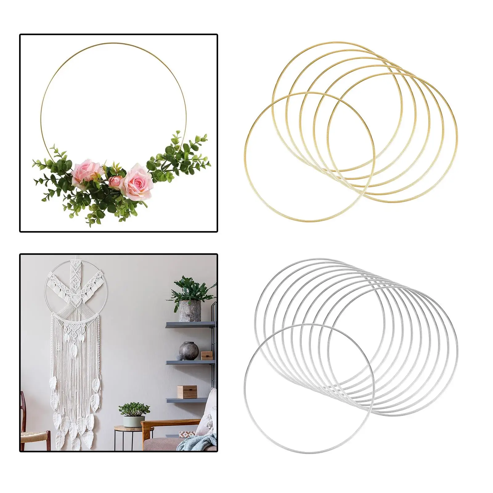 Macrame Embroidery Hoop Frame 10 Inch Metal Wreath Ring for Floral Wall Art Dream Catcher Wedding Decor