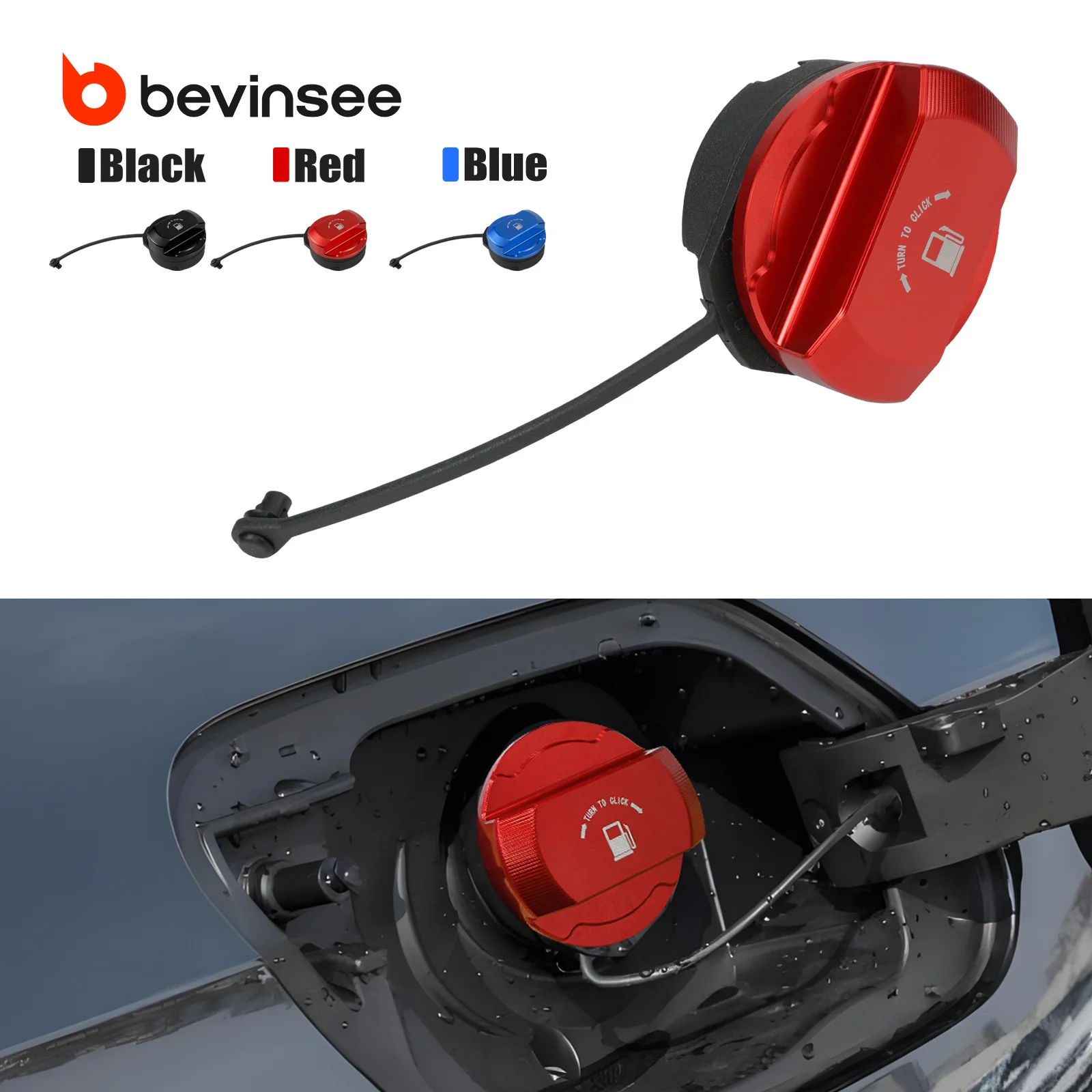BEVINSEE Aluminum Fuel Filler Cap for VW for Golf MK6 MK5 for VW Jetta/GLI Polo Scirocco for Audi A3 8P A1, Replace 1J0201550A