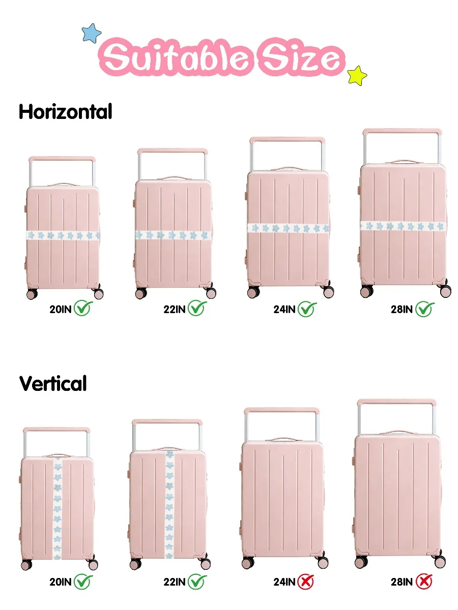 For Daily Business Trip Cute Casual Versatile Durable Luggage Strap Flower Heart Print Multi Function Adjustable view 6