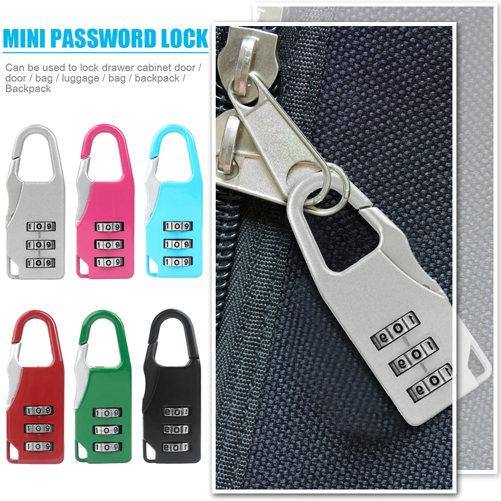 3 Digit Zinc Alloy Combination Lock Travel mini Security Lock for Suitcase Zipper Bag Backpack Padlock Lock